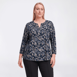 Plus Size Napa Valley 3/4 Sleeve Abstract Dot Pleat Blouse